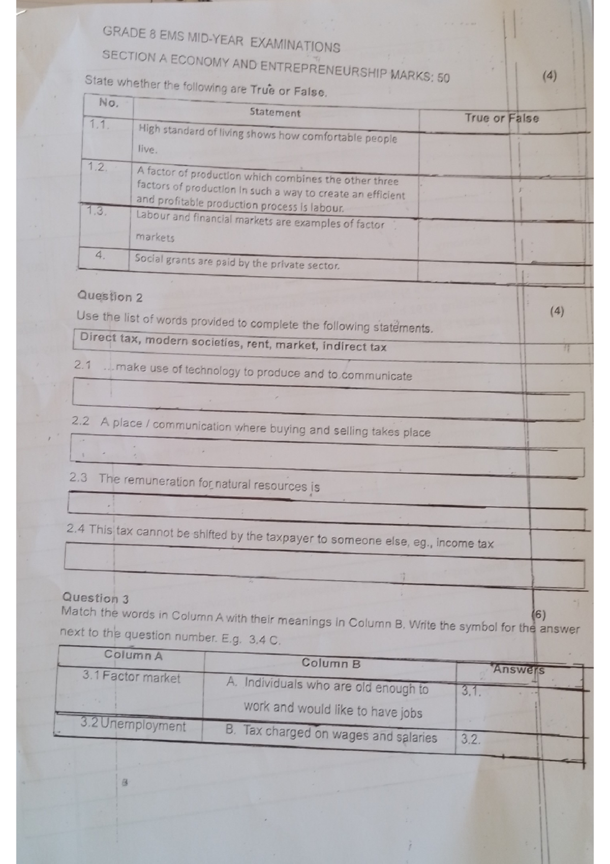 Grade 8 EMS mid year - Studocu