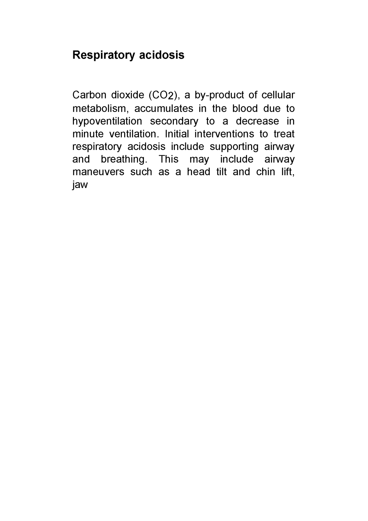 Respiratory acidosis - Respiratory acidosis Carbon dioxide (CO2), a by ...