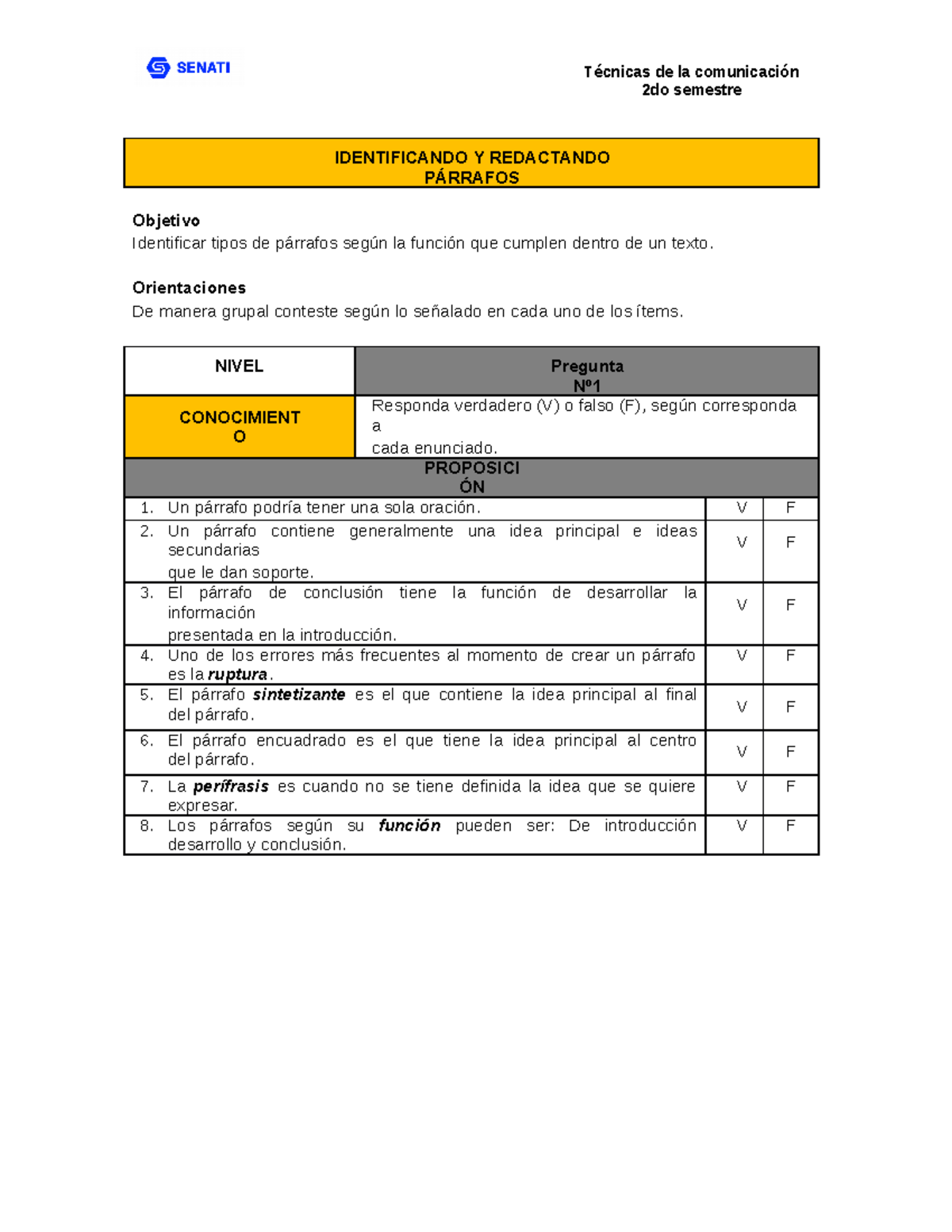 Actividad sobre párrafos - IDENTIFICANDO Y REDACTANDO PÁRRAFOS Objetivo ...