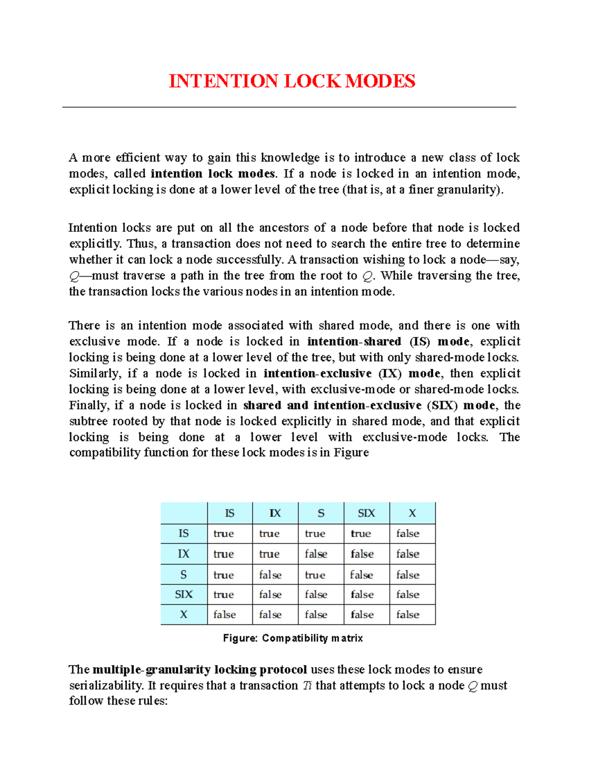 DBMS removed101150 BY RAHONI MAM INTENTION LOCK MODES A more