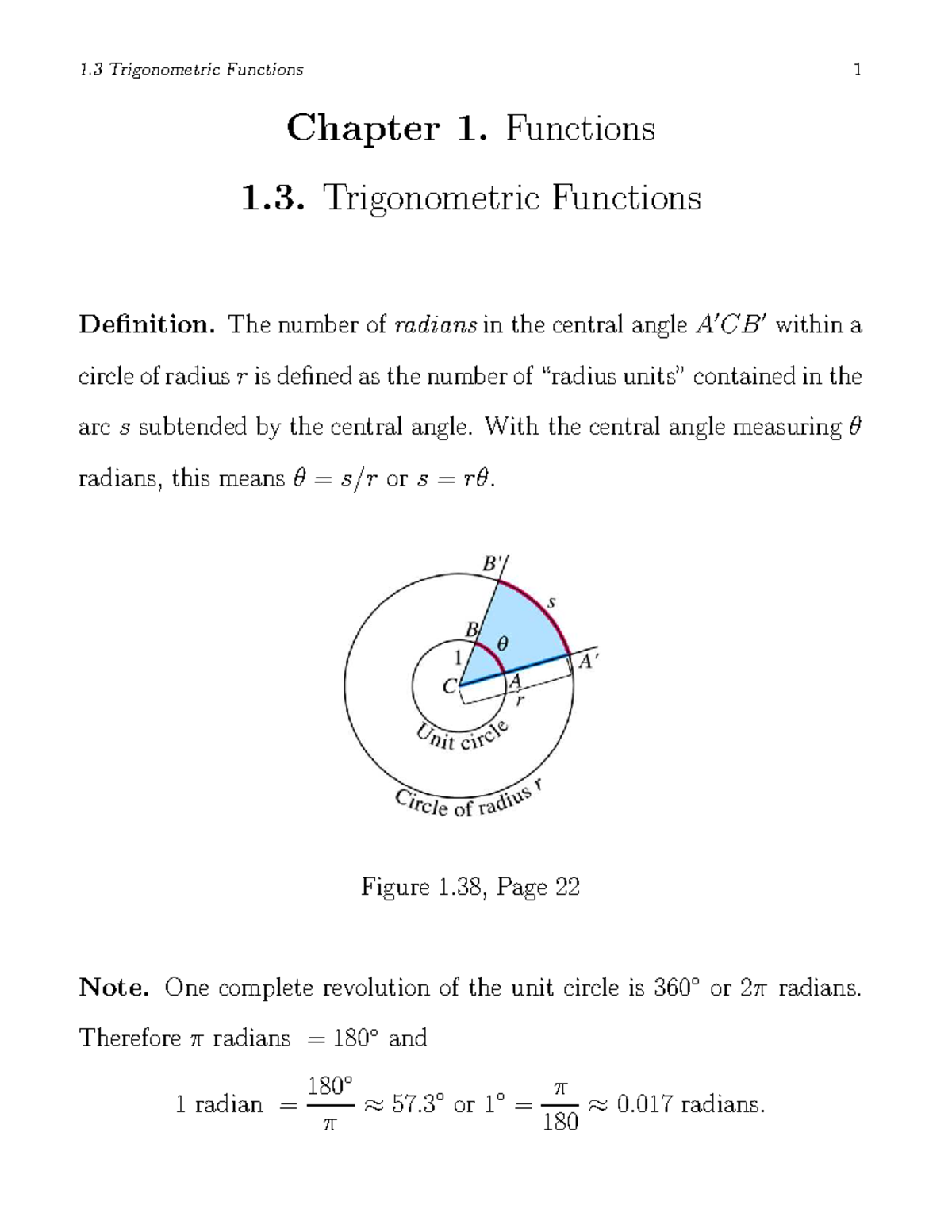 C1s3 - Section 1.3: Trigonometric Functions. PDF. - Chapter 1 ...