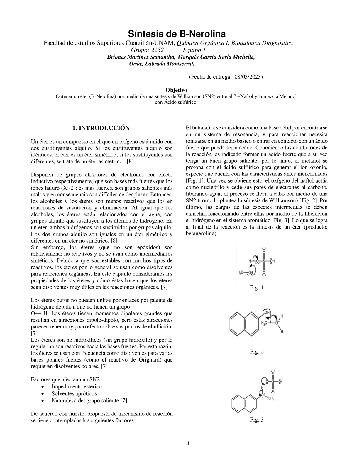 Reporte. B-Nerolina - 1 Síntesis De B-Nerolina Facultad De Estudios ...