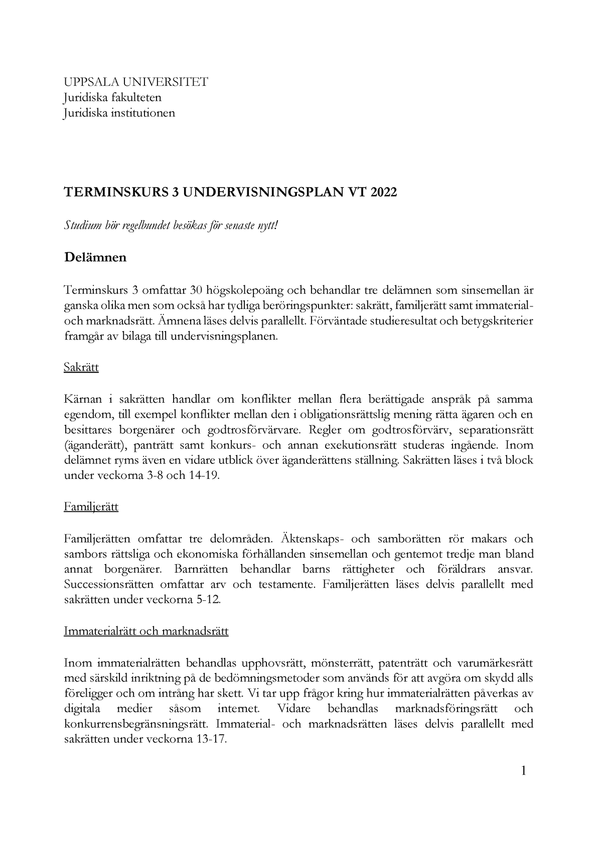 Undervisningsplan VT22 Undervisningsplan VT22 Undervisningsplan VT22 ...