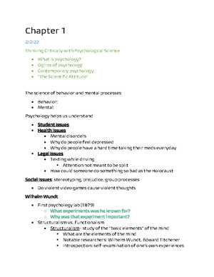 Chapter 10 - Psychology 101 Dr. Ugnson - PSYC 101 - Studocu