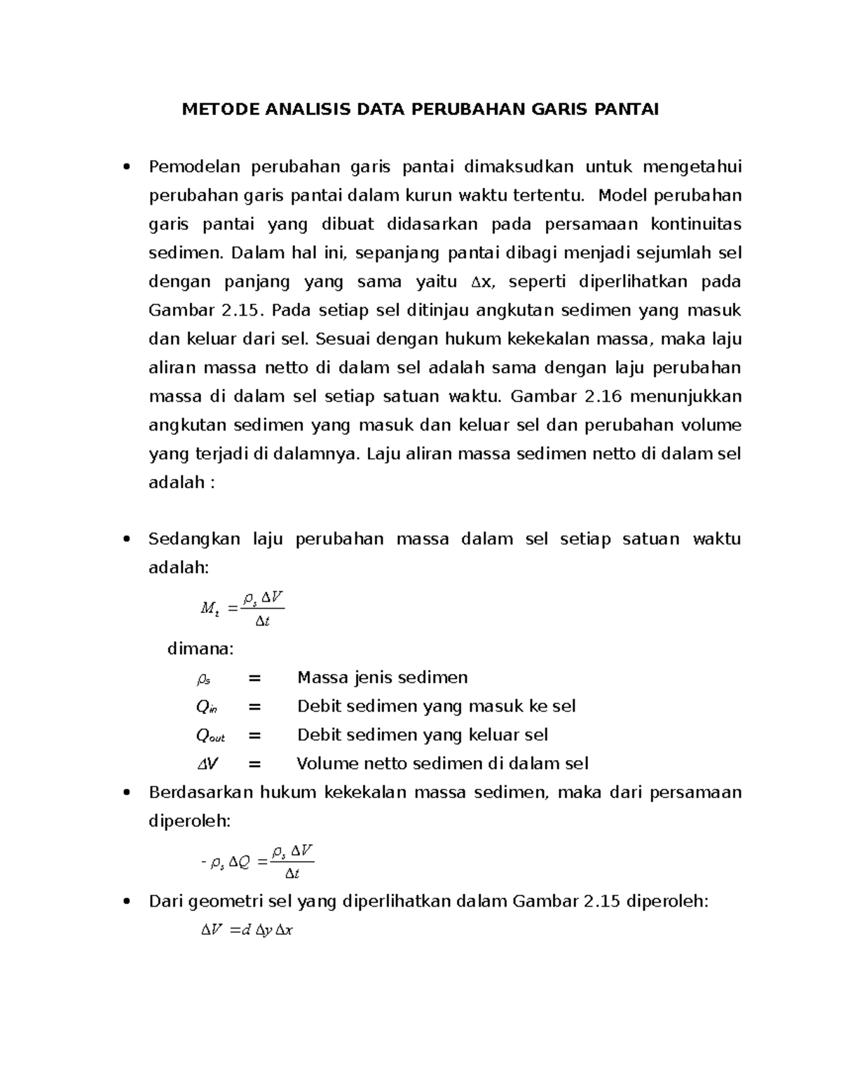 Oseanografi Fisika - Metode Analisis Data Perubahan Garis Pantai ...