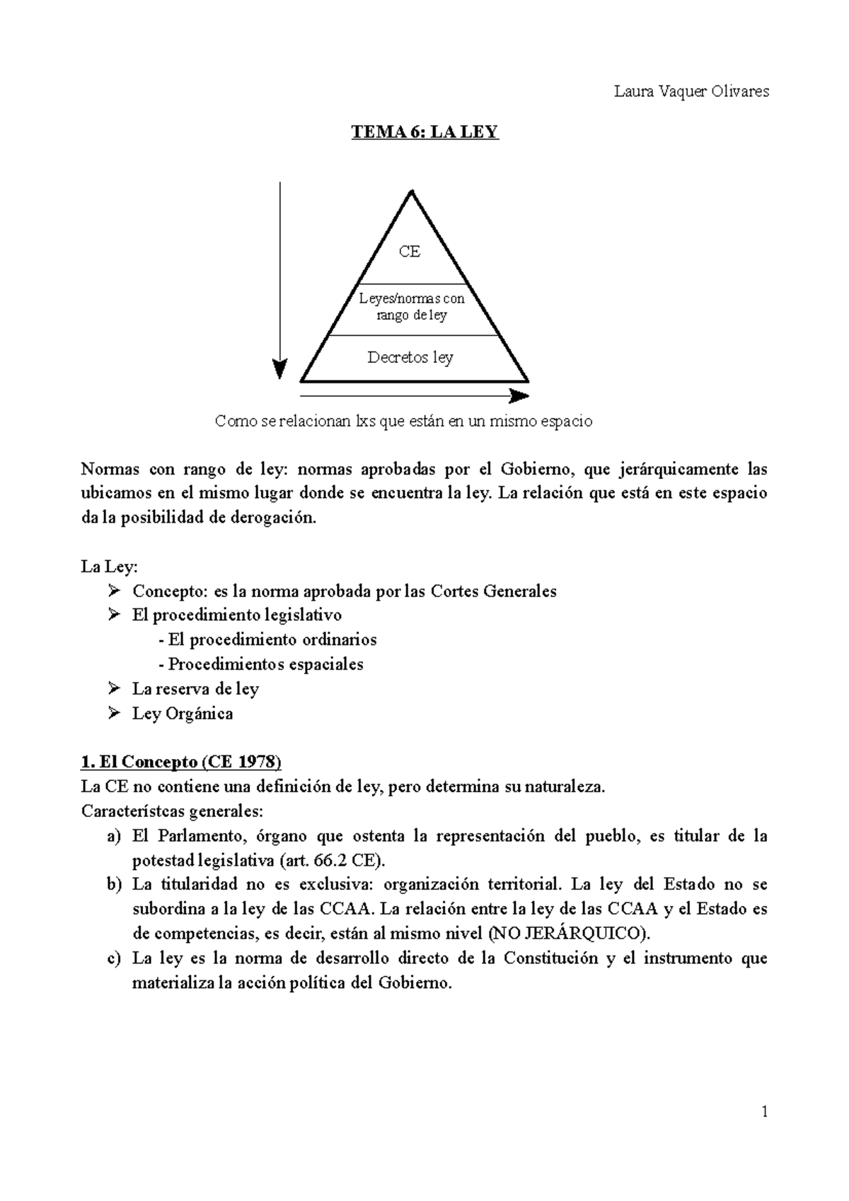 Tema 6. La Ley - Apunts 6 . Principis i institucions constitucionals ...
