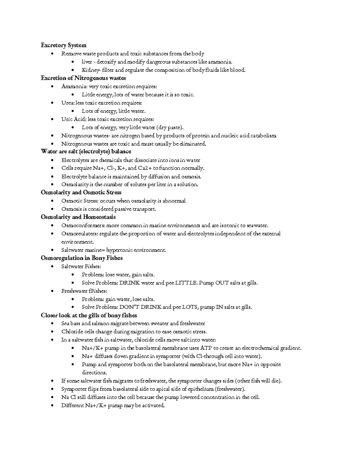 Bio chapter 41 Excretory System • Remove waste products and toxic