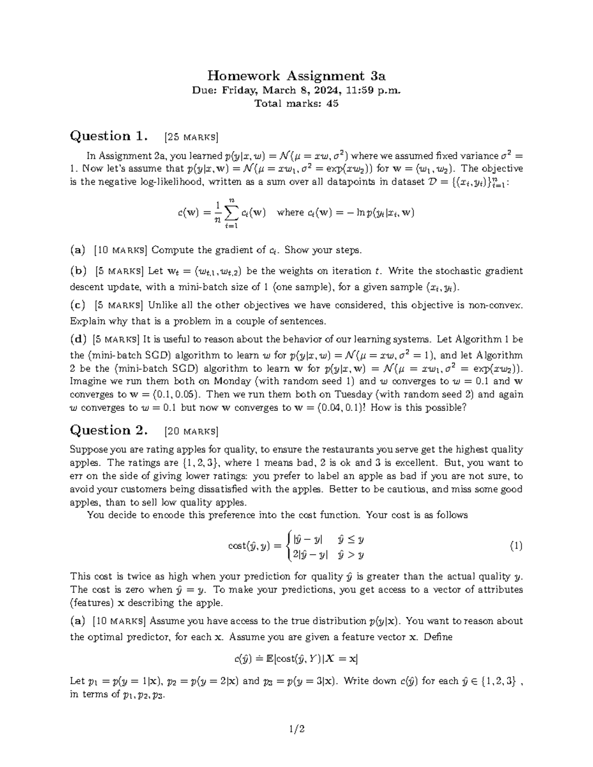 Asg3a - Homework Assignment 3a Due: Friday, March 8, 2024, 11:59 p ...