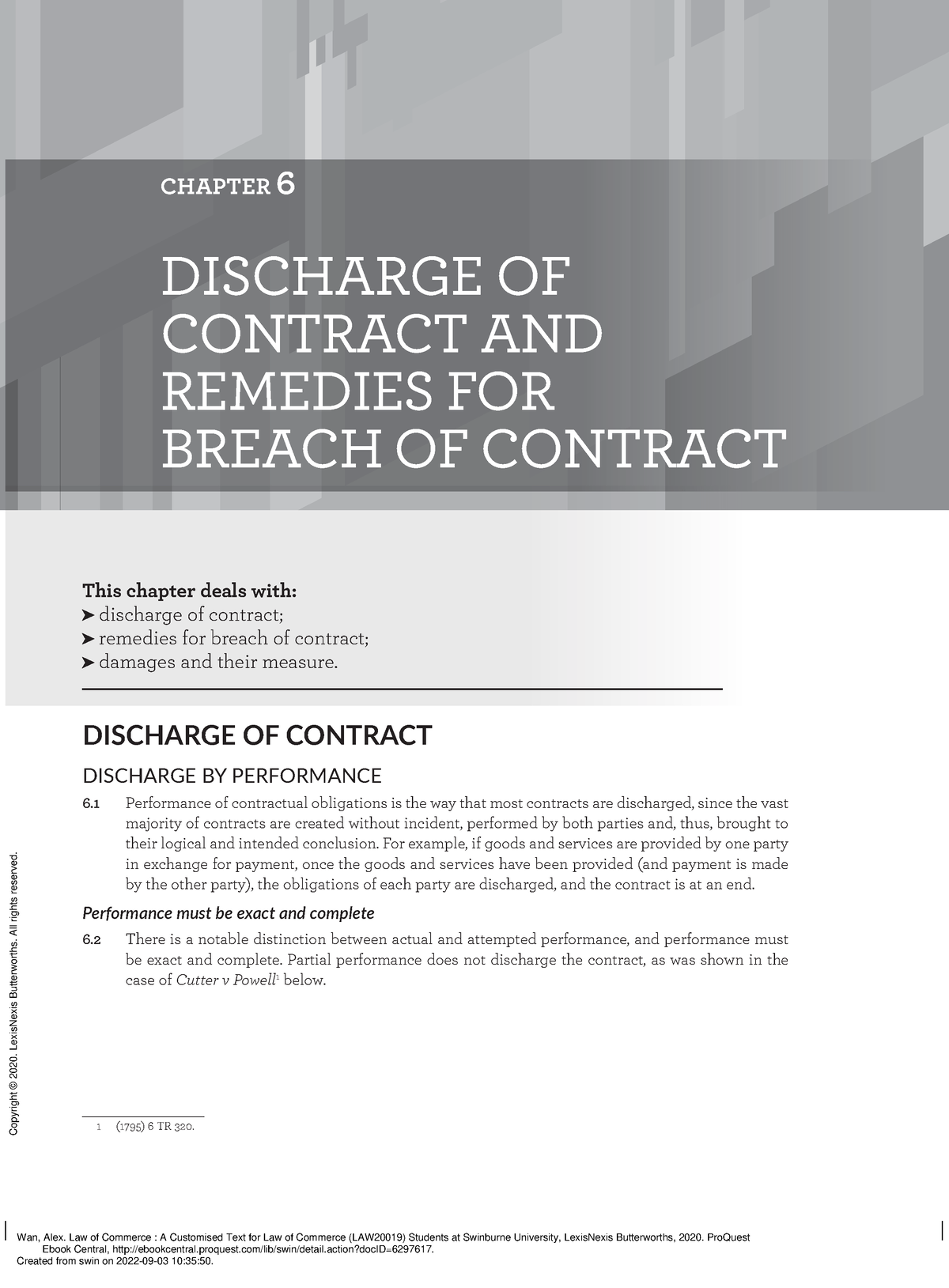 Chapter 06 Discharge OF Contract AND Remedies FOR Breach OF Contract ...