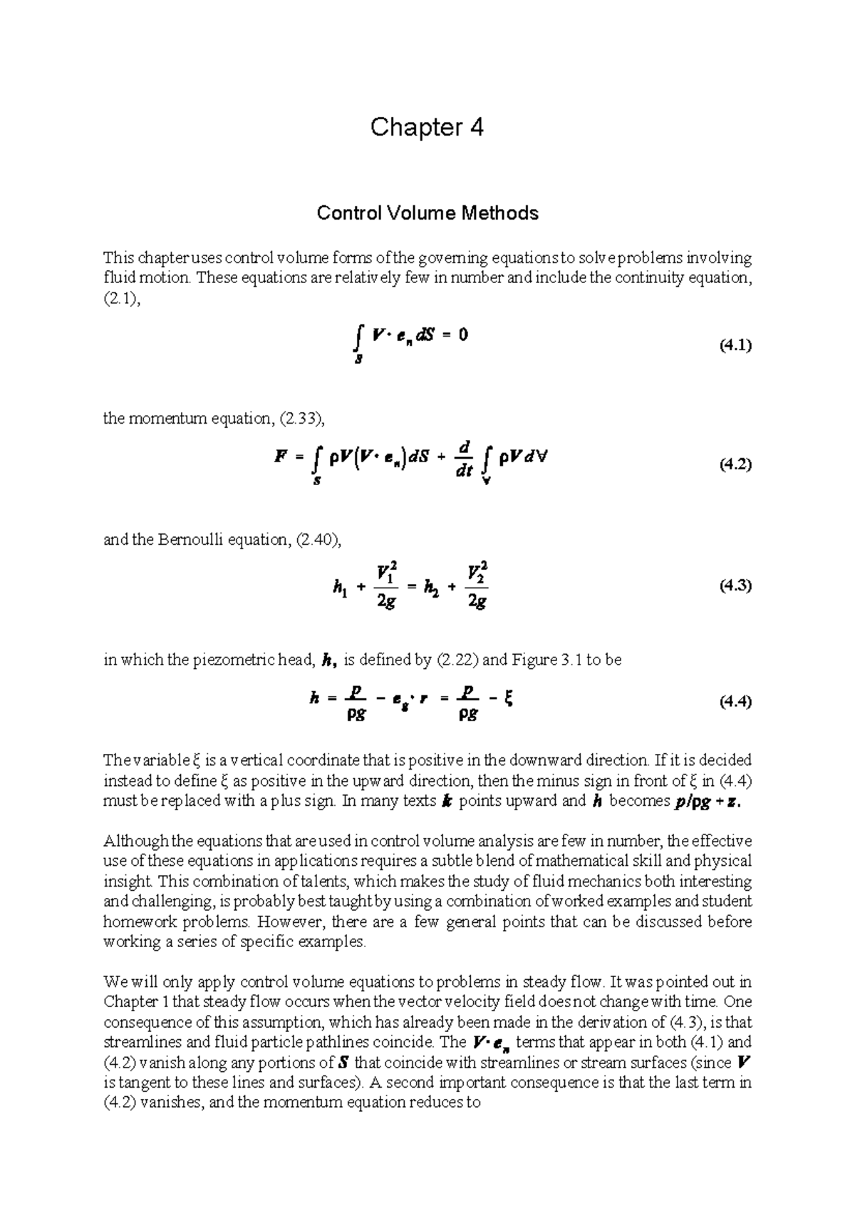 FM CH 4 - Control Volume Methods - (4) (4) (4) (4) Chapter 4 Control ...