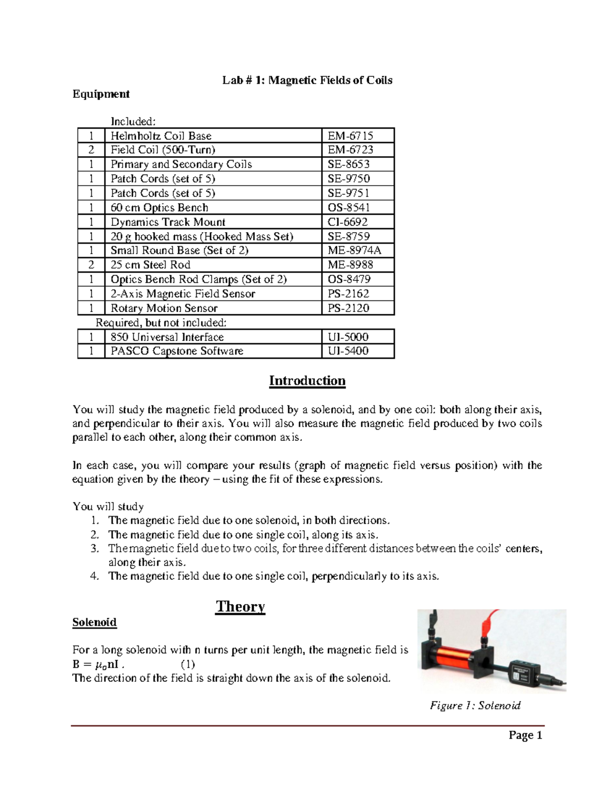 Fields of Coils Lab 1 Fields of Coils