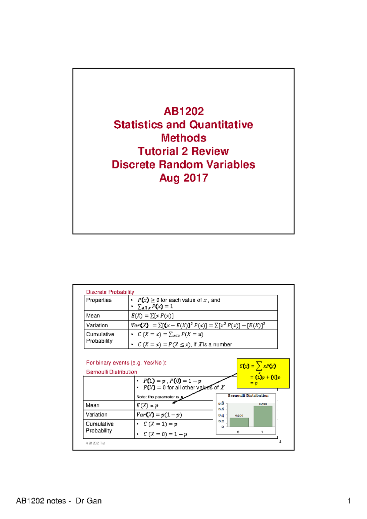 Wk 3-Tut 2 notes-Discrete Continuous - AB Statistics and Quantitative ...