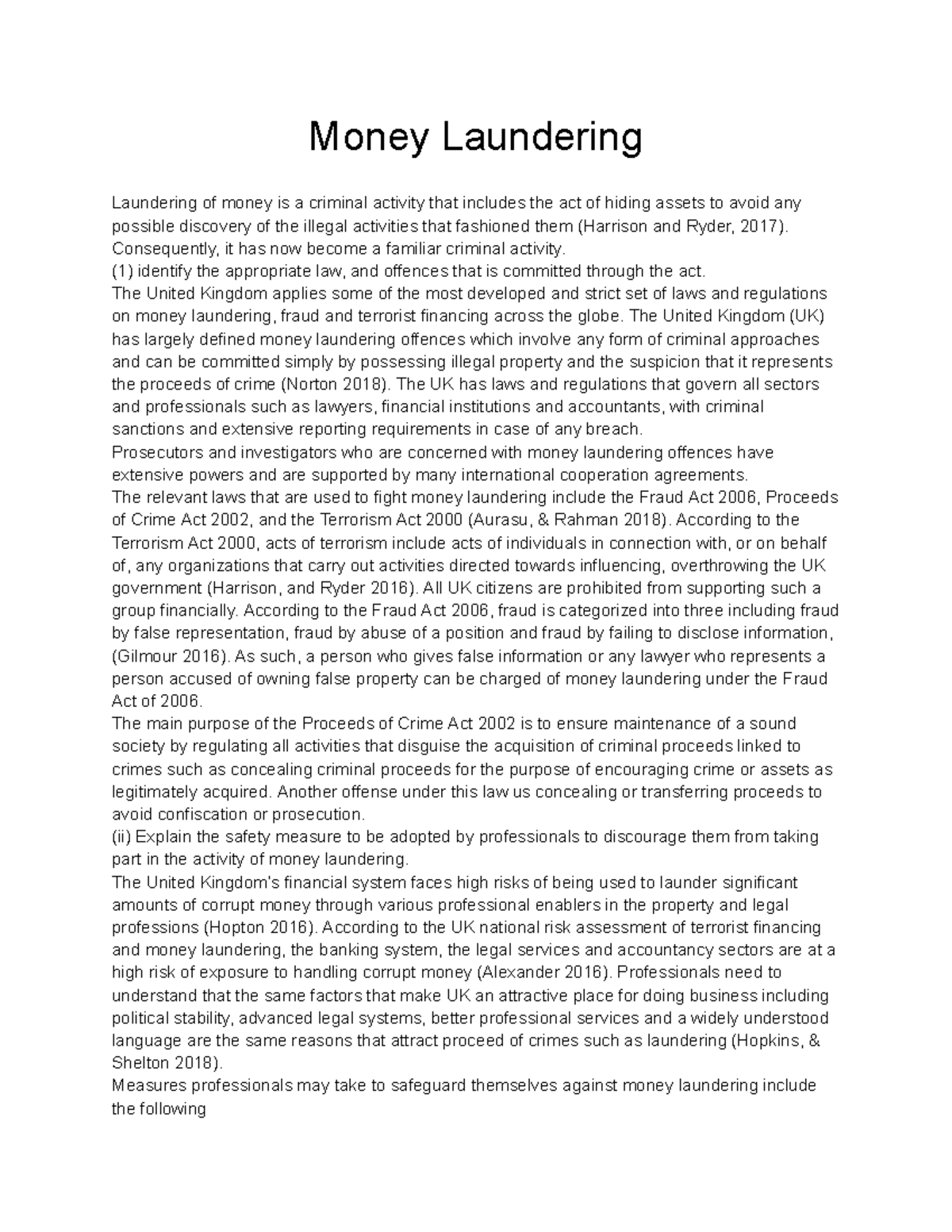 college essay on money laundering