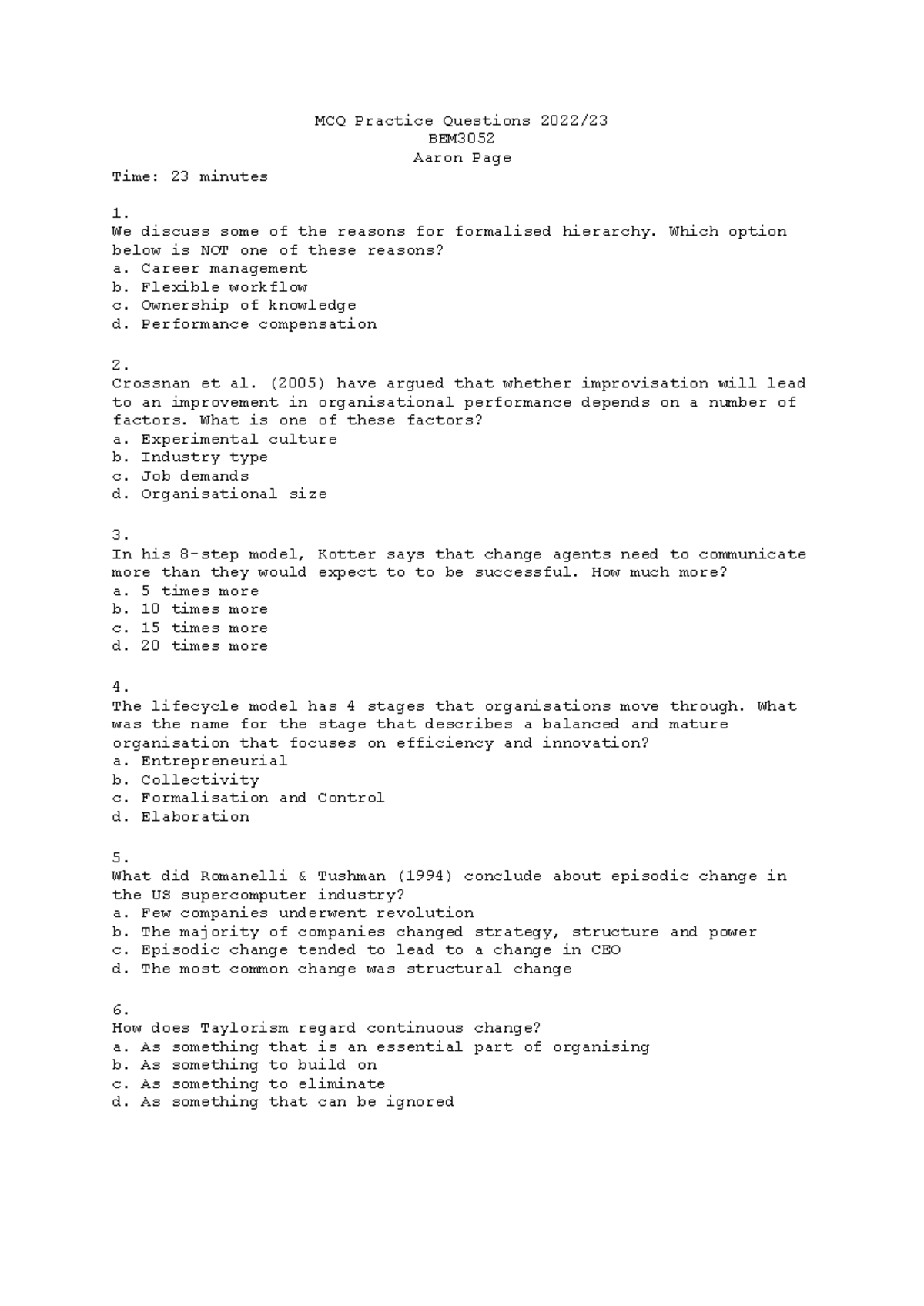 MCQ practise - MCQ Practice Qs - MCQ Practice Questions 2022/ BEM Aaron ...
