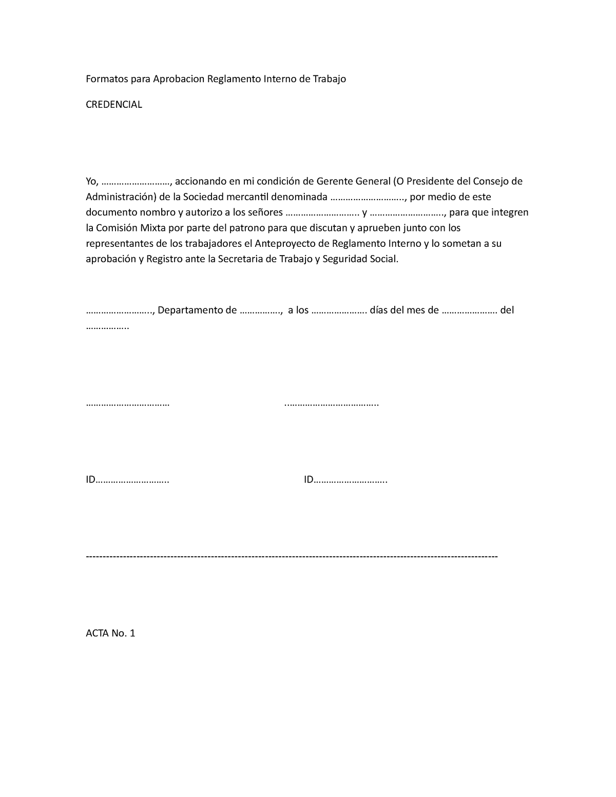 Formatos Para Aprobacion Reglamento Interno De Trabajo Formatos Para Aprobacion Reglamento 1610