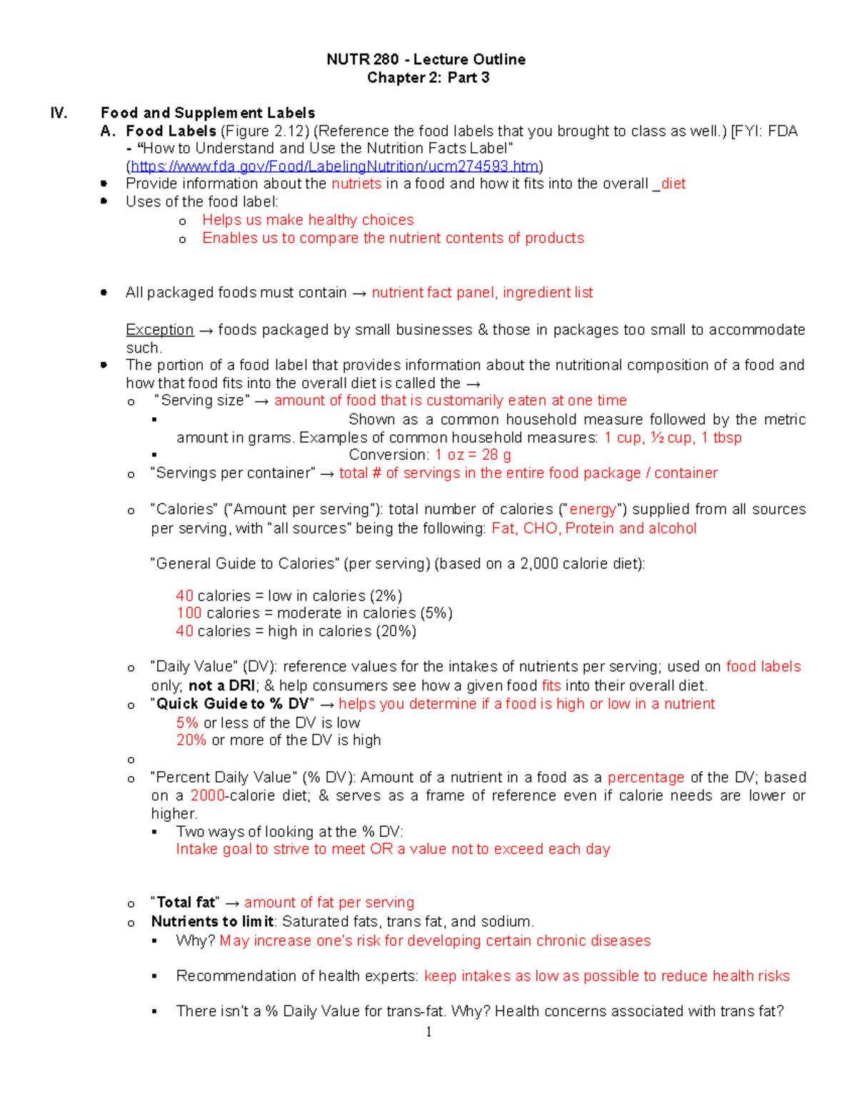 NUTR 280 Chapter 2 ILO - Guidelines For A Healthy Diet, Part 3 - NUTR ...