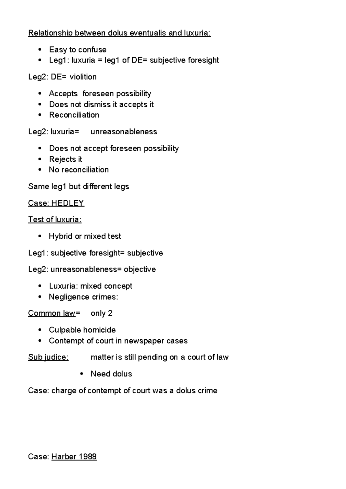 Topc 8 - CRIM NOTES - Relationship between dolus eventualis and luxuria ...