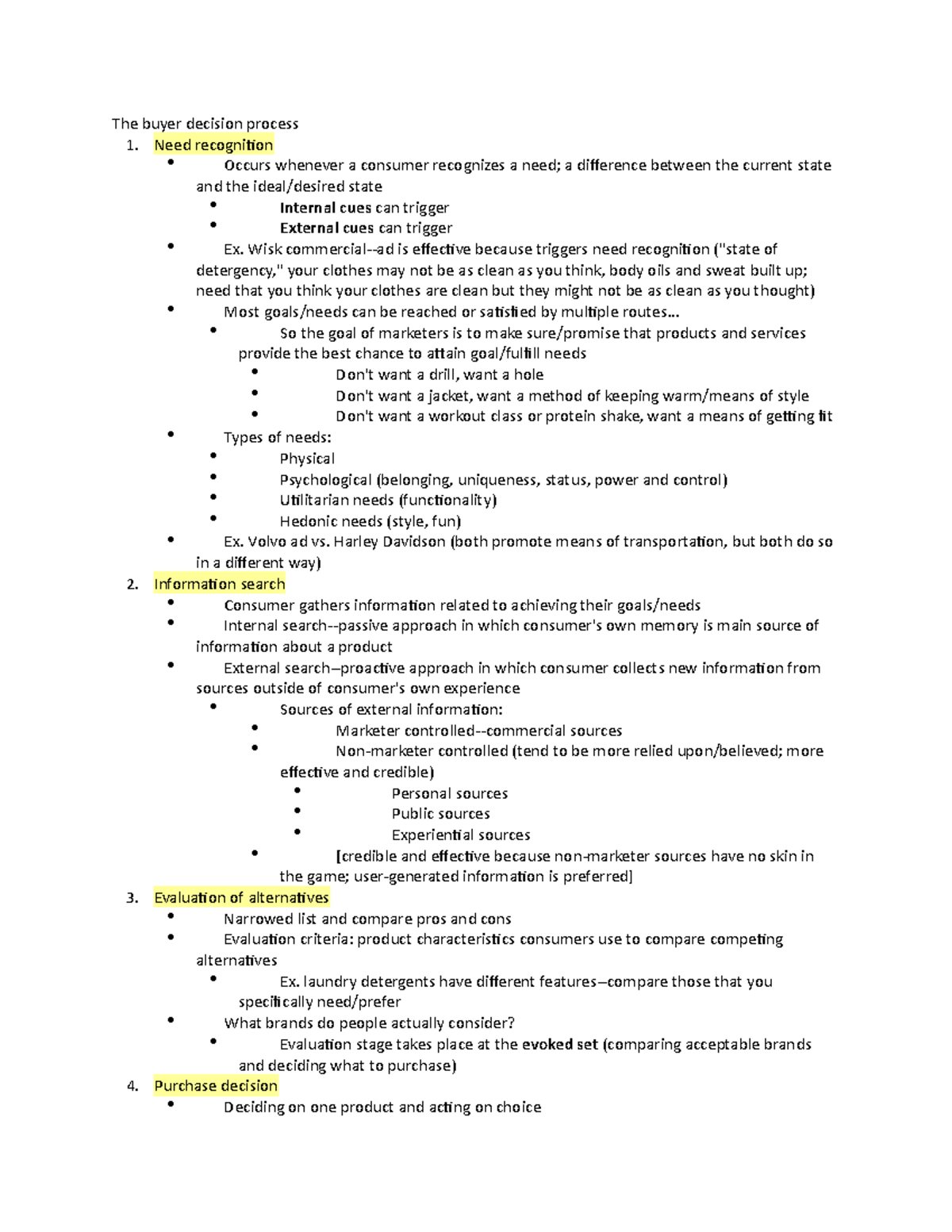 Chapter 5 - Summary Principles of Marketing - The buyer decision ...