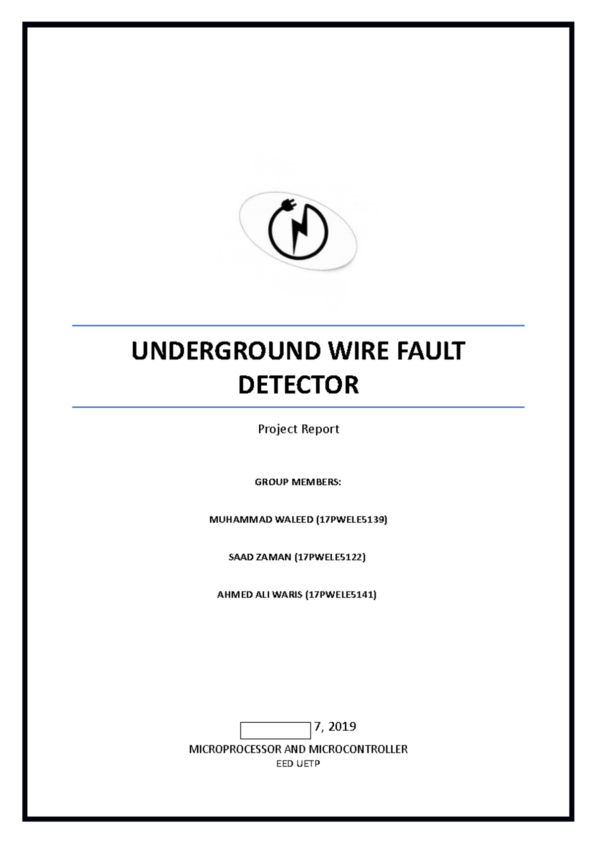 Underground WIRE Fault Detector Project UNDERGROUND WIRE FAULT