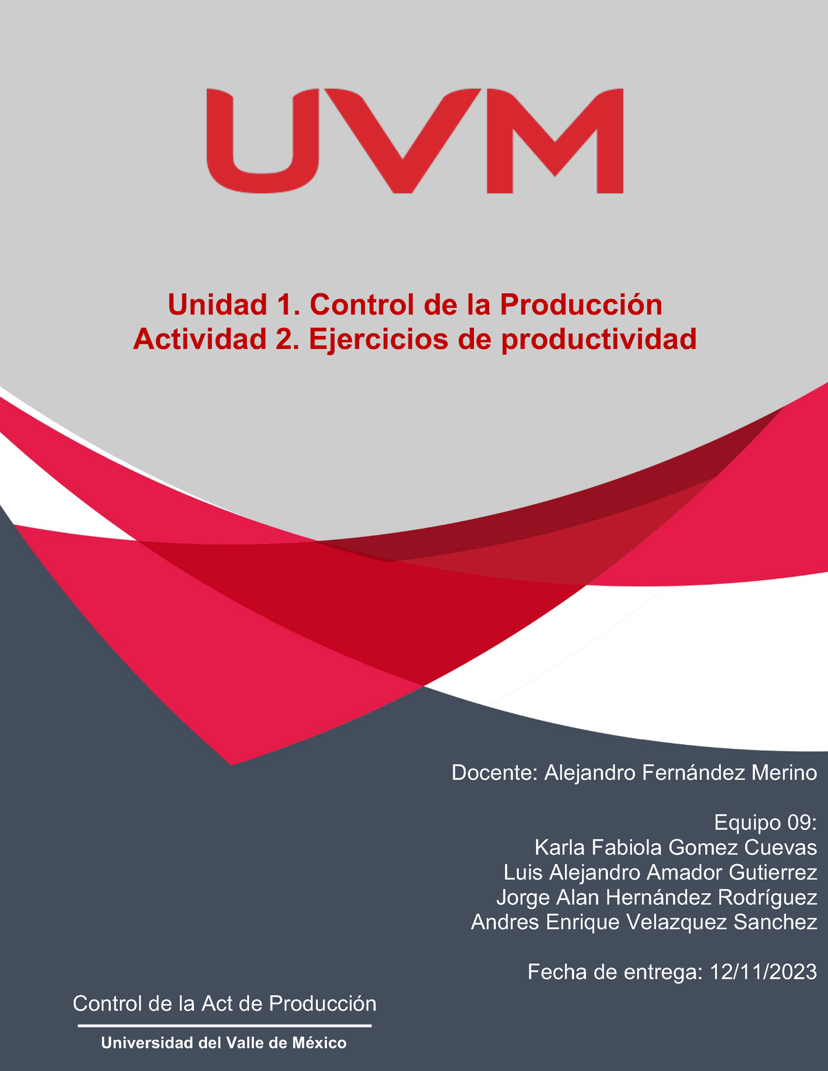 A2 Eq09 Tareas Control De La Act De Producción Unidad 1 Control De La Producción Actividad 4051