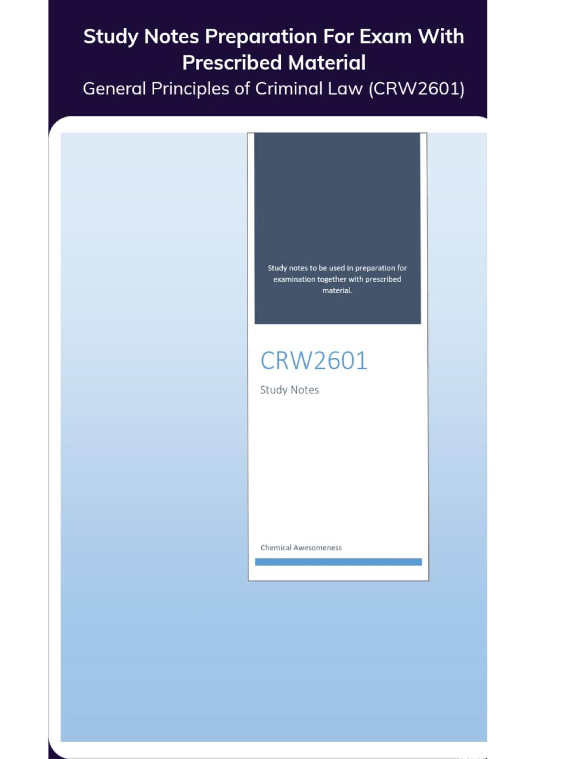 CRW2601 Summary Notes - Material - CRW2601 - Unisa - Studocu