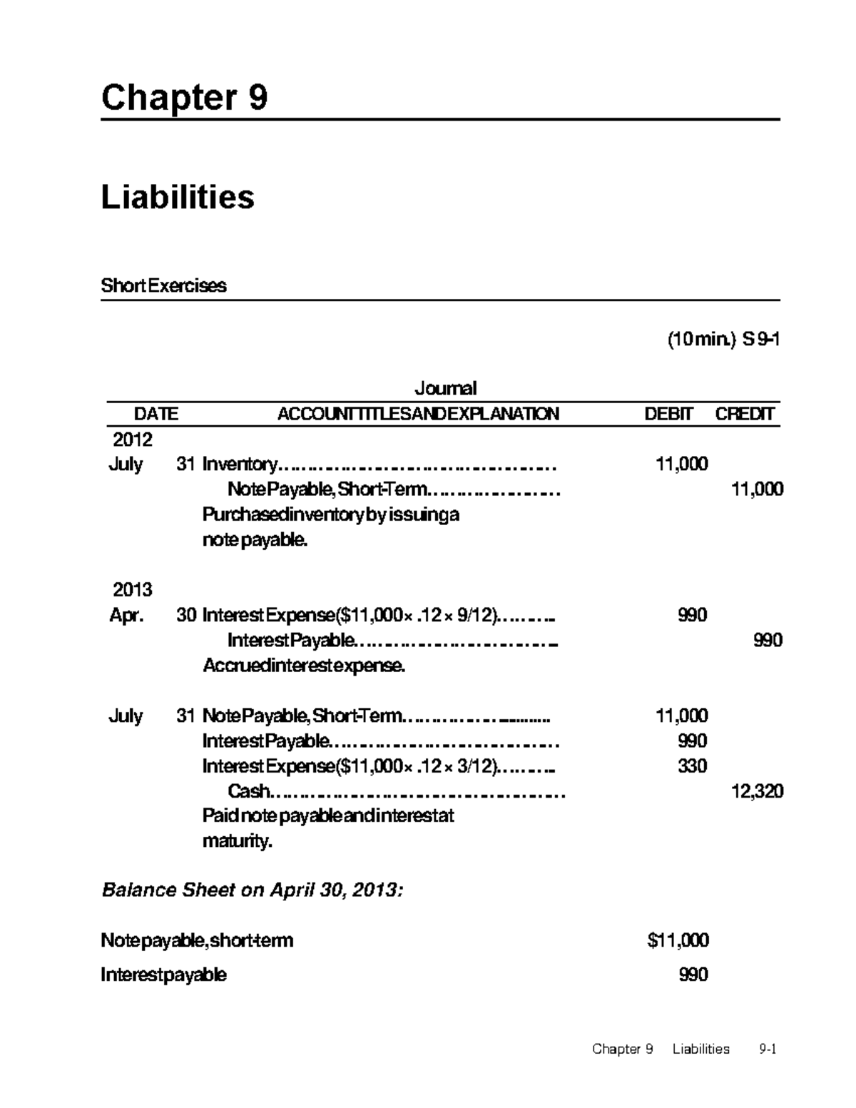 Finanical Accounting 9th Edition Solutions Ch9 Docx - Chapter 9 ...