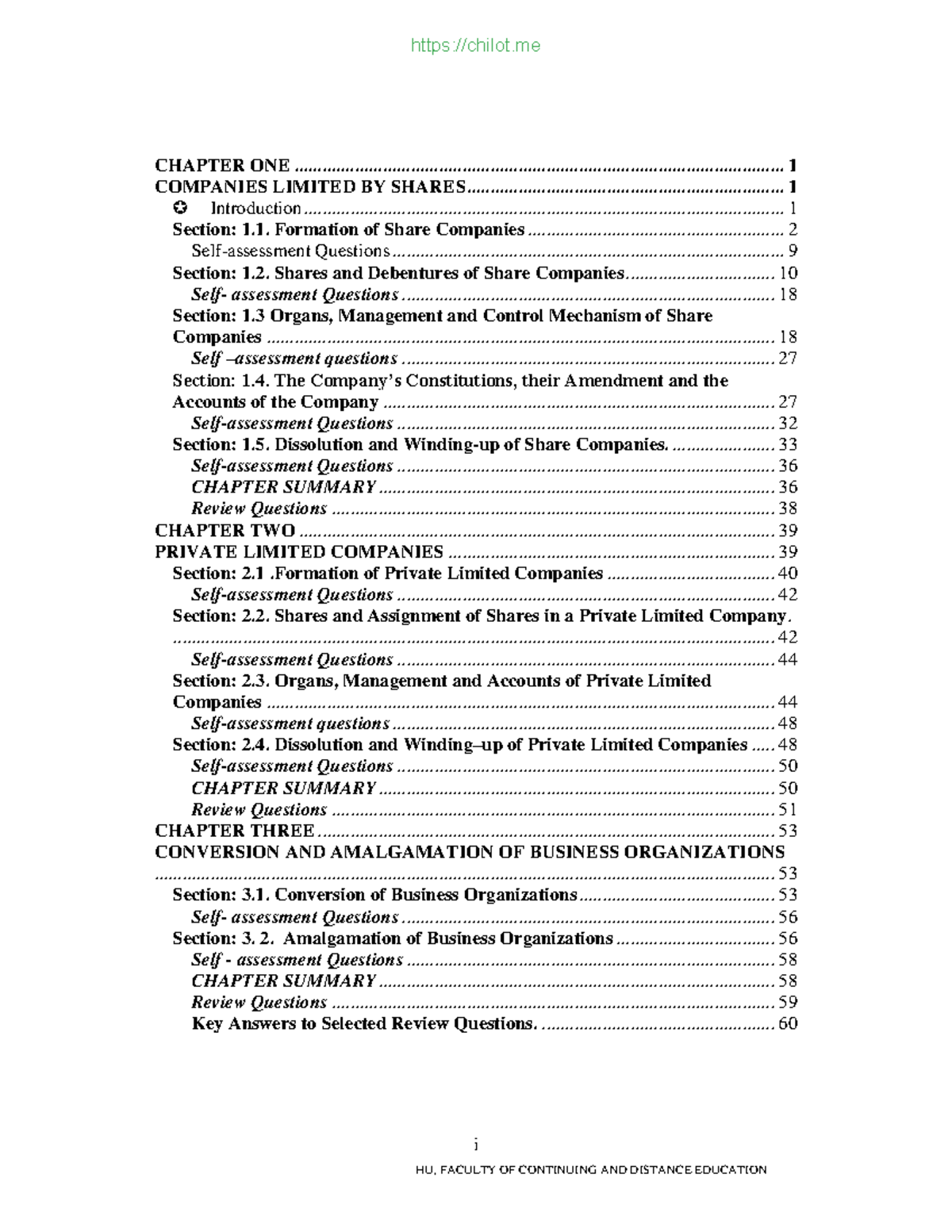 Law Of Business Organizations - I CHAPTER ONE COMPANIES LIMITED BY ...