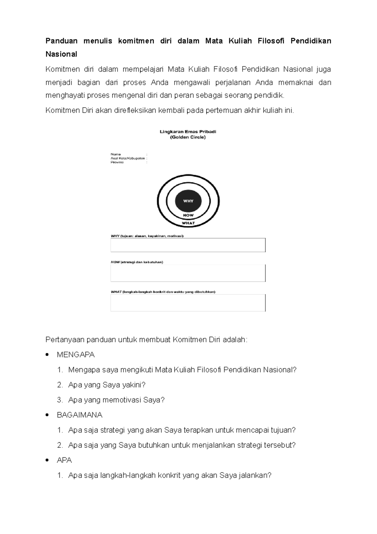 Panduan Menulis Komitmen Diri Dalam Mata Kuliah Filosofi Pendidikan ...