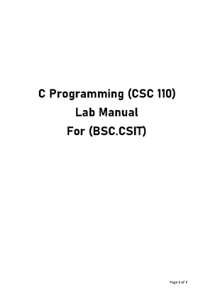 C programming lab report - Bachelor of Information Technology Lab ...
