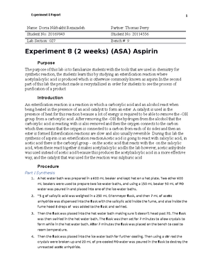 Enthalpy of Vaporization Lab Report - Report - Enthalpy of Vaporization ...