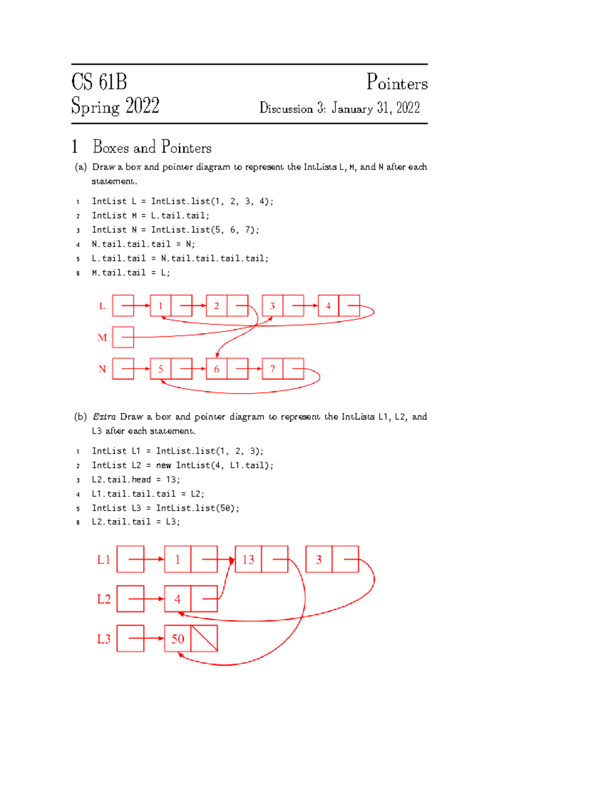 Discussion 3sol CS 61B Spring 2022 1 Pointers Discussion 3 January