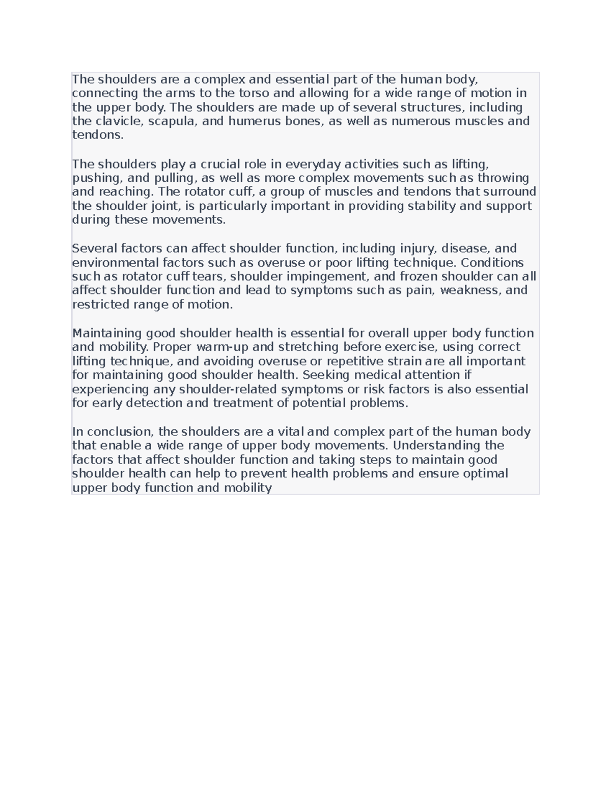 Shoulder - notes - The shoulders are a complex and essential part of ...