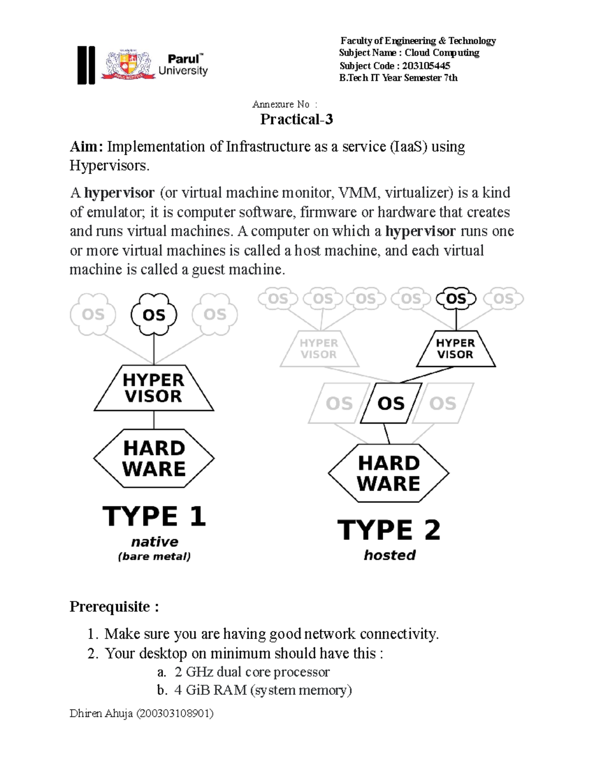 Practical 3 - Subject Name : Cloud Computing Subject Code : 203105445 B ...