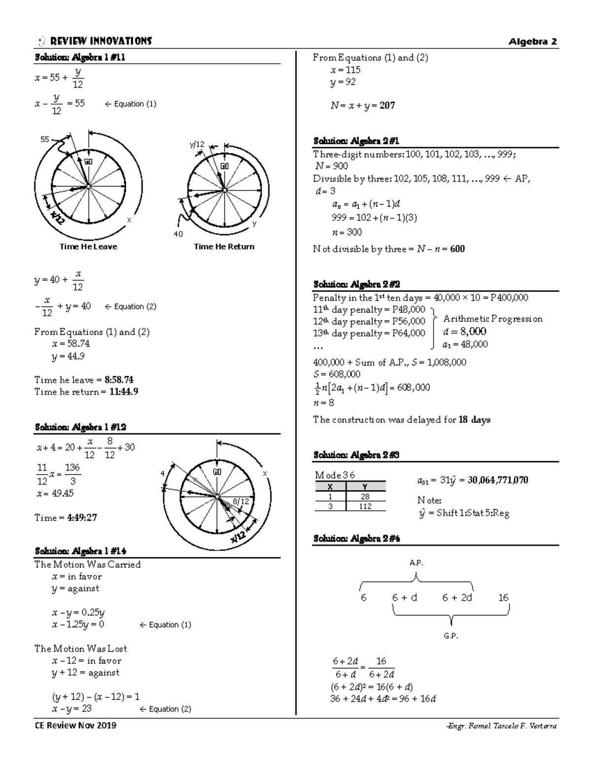 2019-Nov-Algebra-2 Solution update - REVIEW INNOVATIONS Algebra 2 CE ...