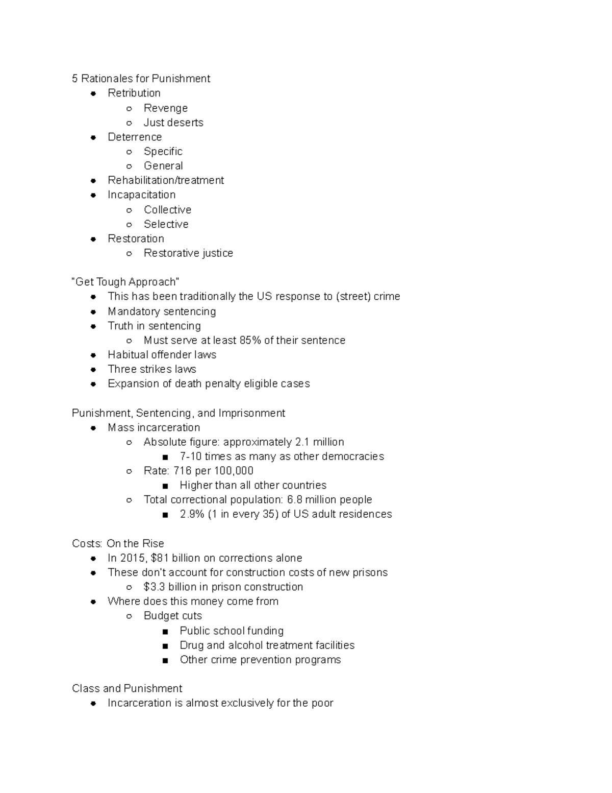 Punishment, Sentencing, ad Imprisonment - 5 Rationales for Punishment ...