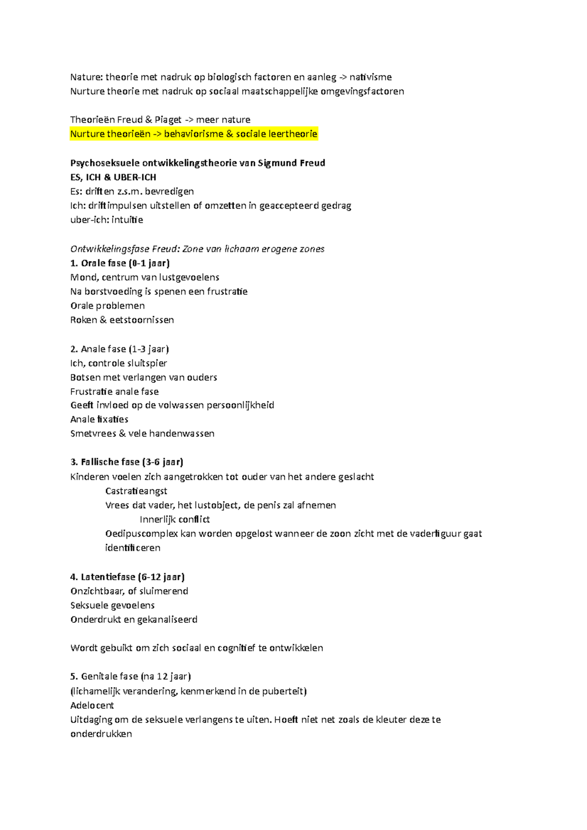 Ontwikkelingspycholiogie herschreven Nature theorie met nadruk op