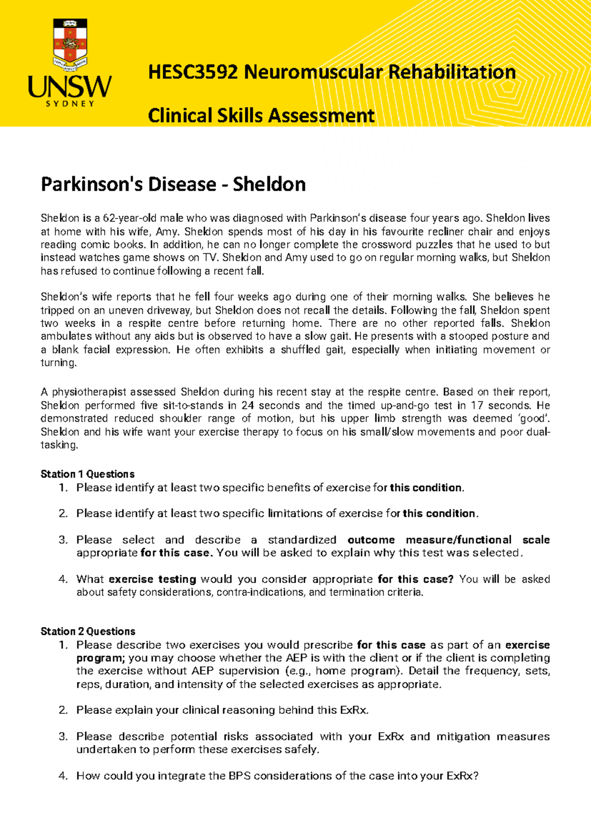 Sheldon PD practice HESC3592 Neuromuscular Rehabilitation Clinical