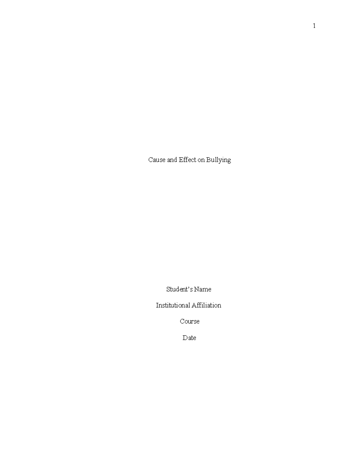 Cause AND Effect ON Bullying Essay - AVET210 - PennWest California ...