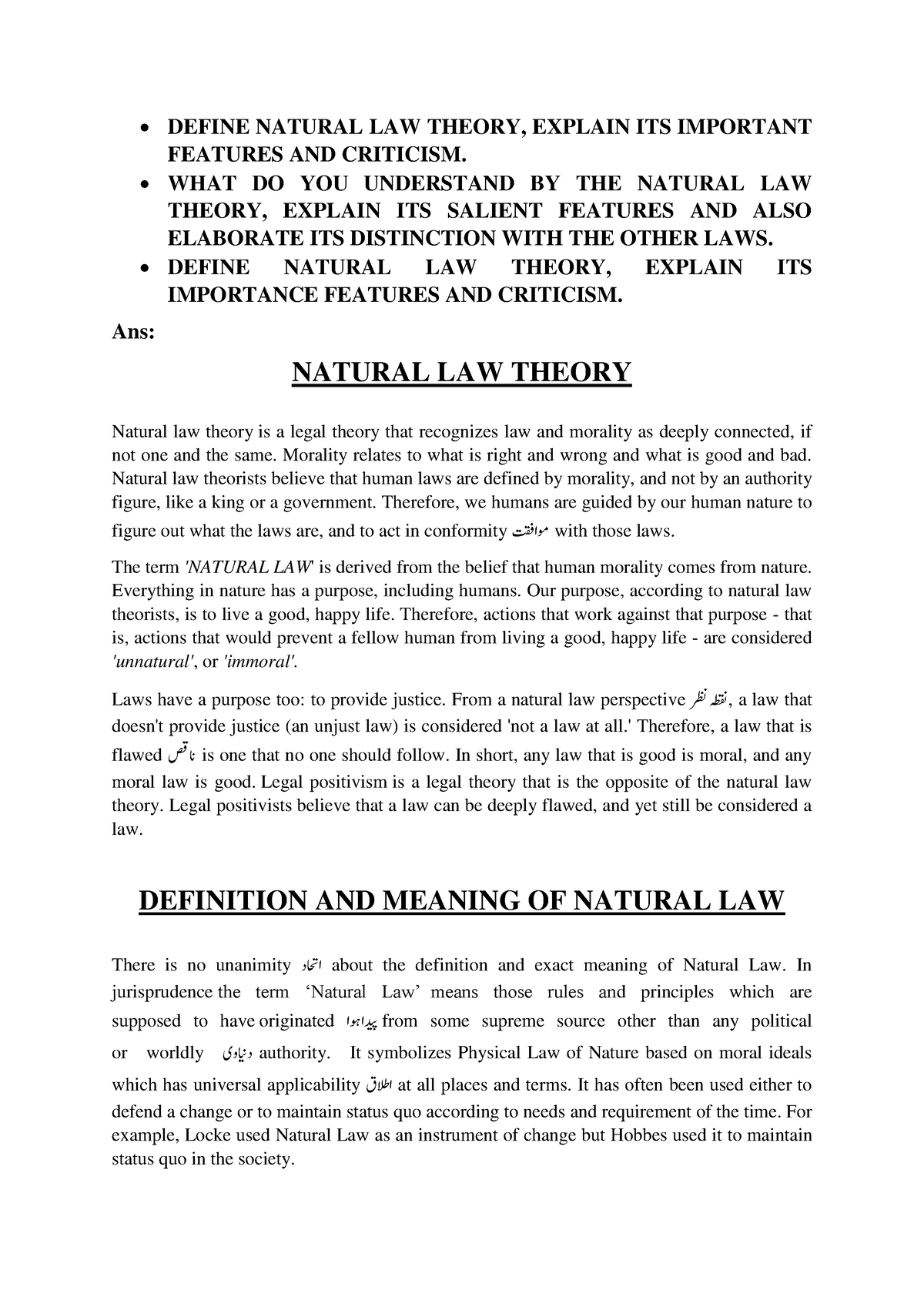 natural law theory essay