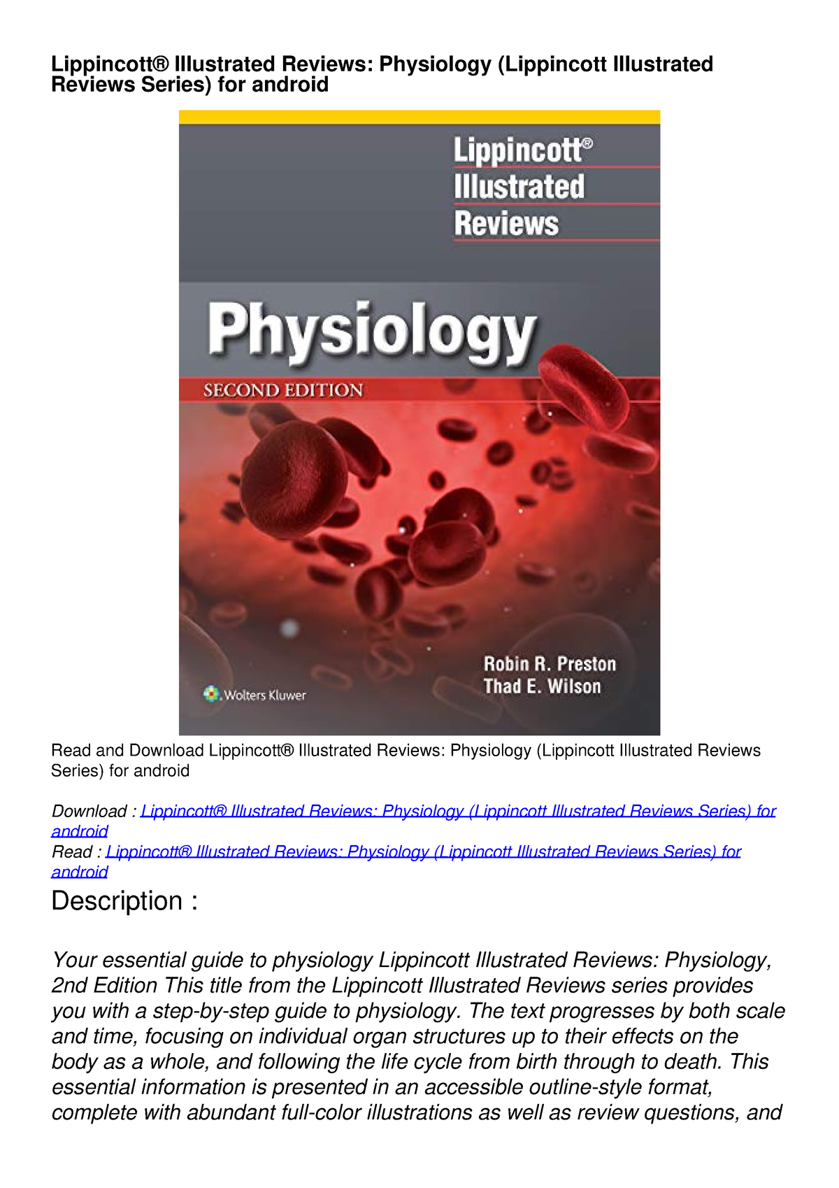 lippincott illustrated reviews physiology pdf download