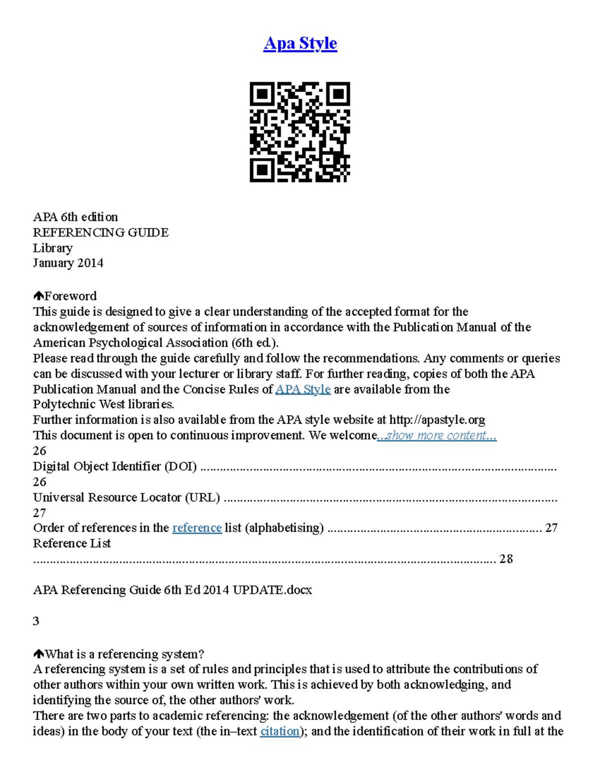 Essay Apa Style Apa Style APA 6th Edition REFERENCING GUIDE Library 