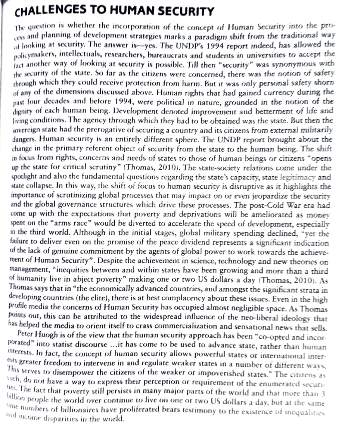 A Brief Summary Of Human Security International Relations CHALLENGES 