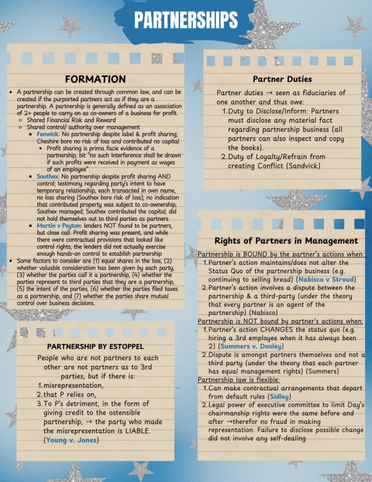 Partnership Summary - PARTNERSHIPS FORMATION Partner Duties A ...