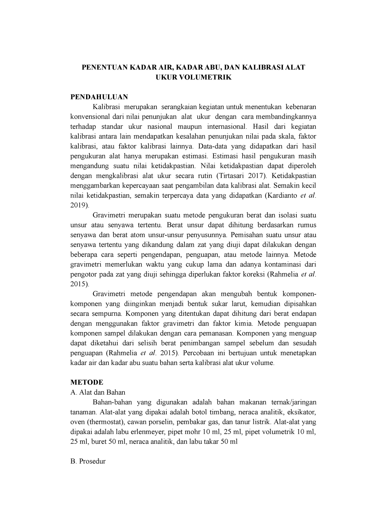 Kadar Air Dan Abu Penentuan Kadar Air Kadar Abu Dan Kalibrasi Alat Ukur Volumetrik 0935