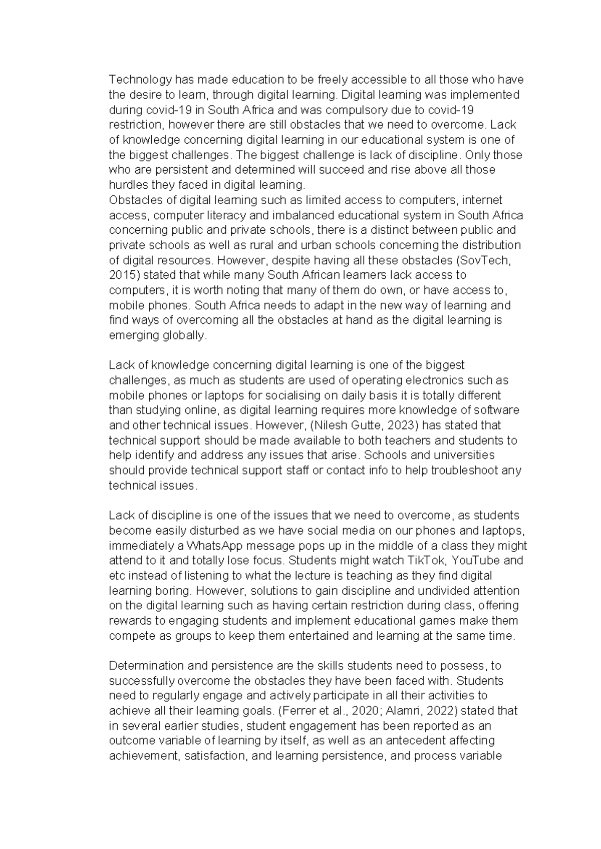 Eng1503 exam - Introduction to language - Technology has made education ...