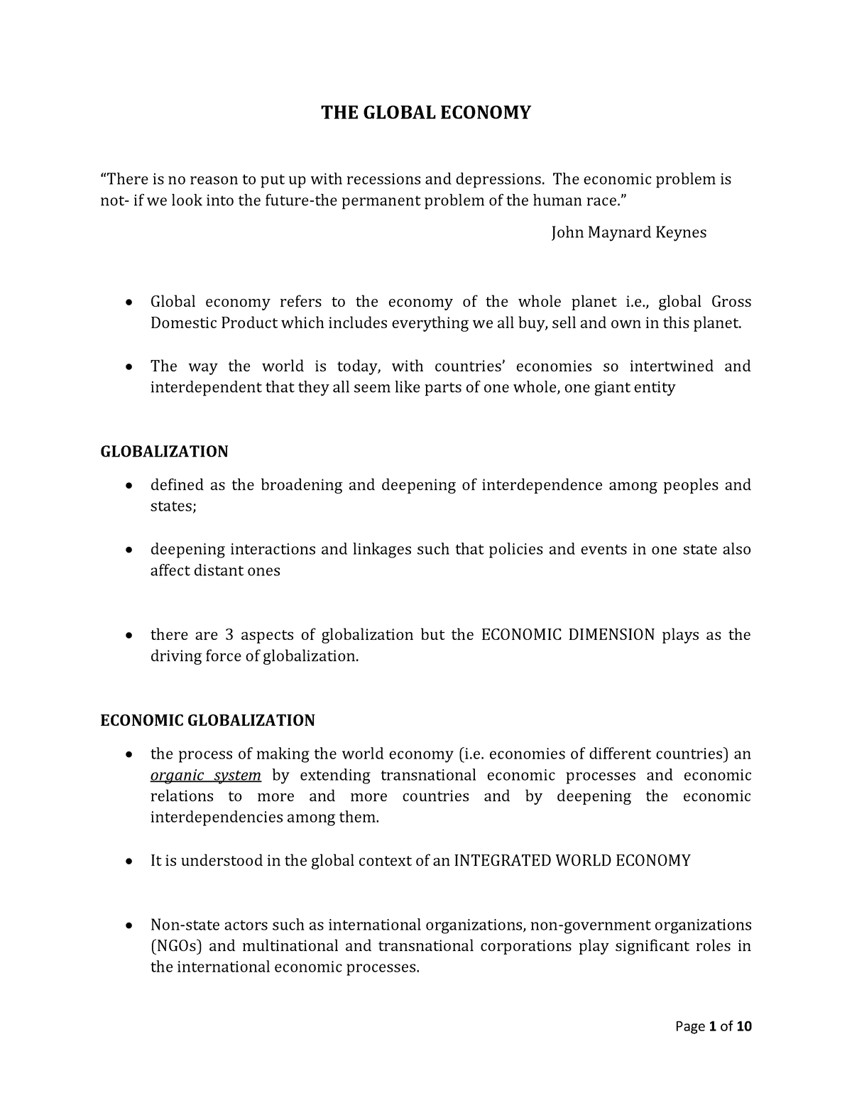 global economy conclusion essay