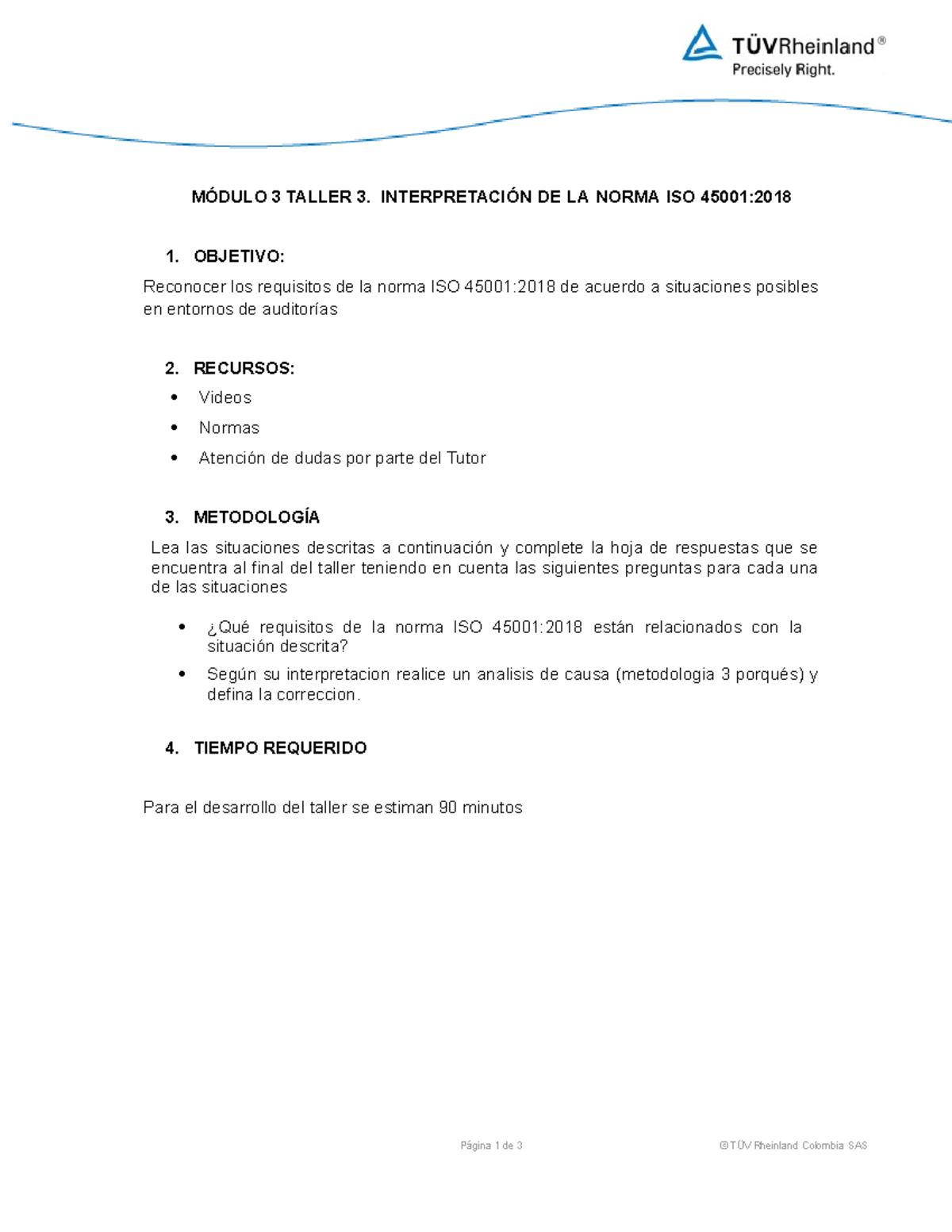 Taller 2 Iso 45001 02 Interpretaci¢n De La Norma MÓdulo 3 Taller 3 InterpretaciÓn De La 9019