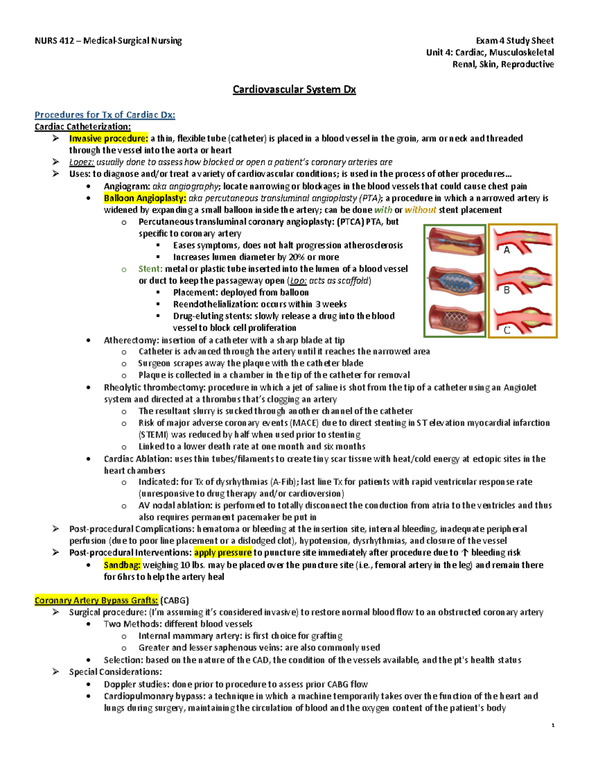 NURS 412 Exam 4 Study Guide - NURS 412 – Medical-Surgical Nursing Exam ...