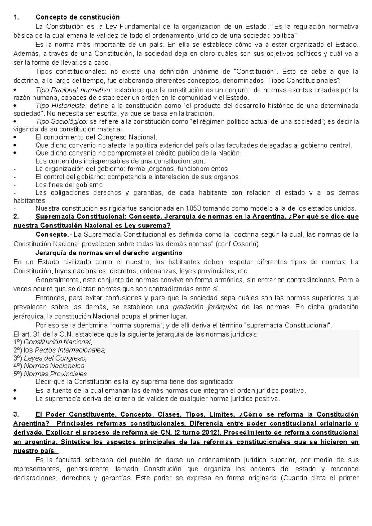 Apunte Derecho Constitucional - 1. Concepto de La es la Ley Fundamental ...
