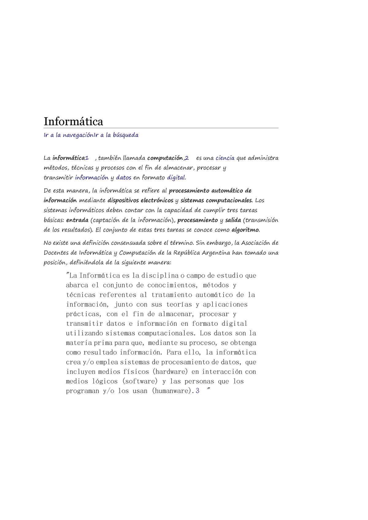 Informática, Wikipedia - Informática Ir a la navegaciónIr a la búsqueda ...